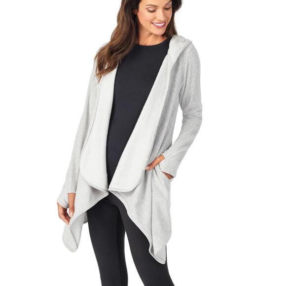 NWT Cuddl Duds Fleecewear With Stretch Long Sleeve Hooded Wrap  S/M - Picture 1 of 7